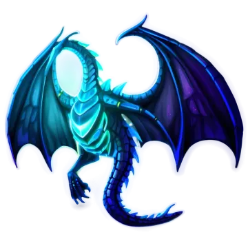 a blue dragon with black wings
