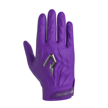 a pair of purple gloves on a white background
