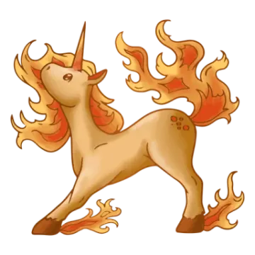 an image of a unicorn with fire on its back