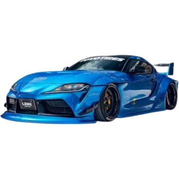 a blue sports car on a white background