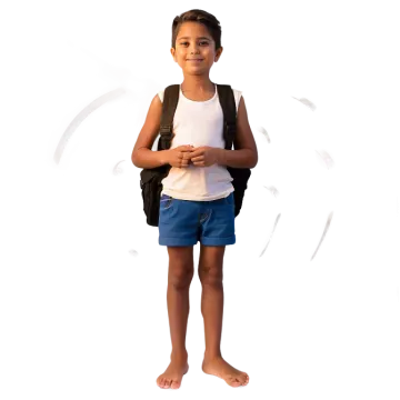 a little girl standing with her back to the camera
