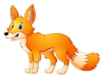 a cartoon fox with big eyes