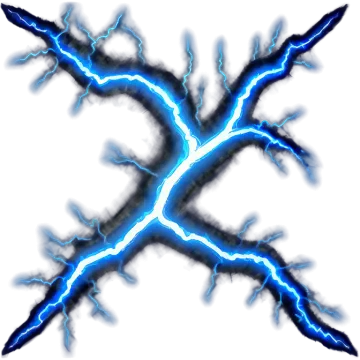 a blue lightning bolt on a white background
