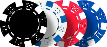 a set of poker chips in different colors
