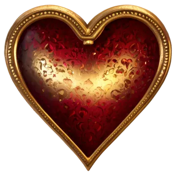 a red and gold heart shaped object
