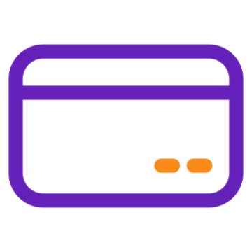 a purple card with two orange dots on it