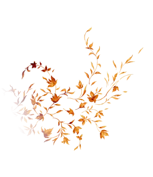 a white background with gold leaves and birds