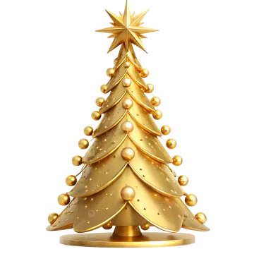 a gold christmas tree on a white background