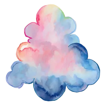 a watercolor cloud with pink and blue colors