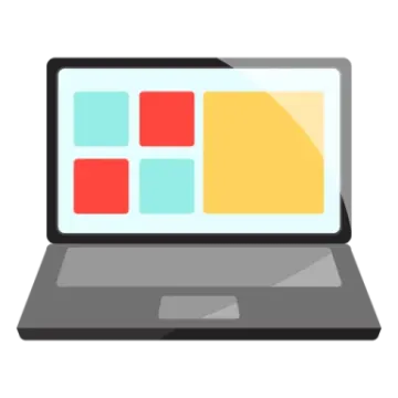 a laptop with squares on the screen