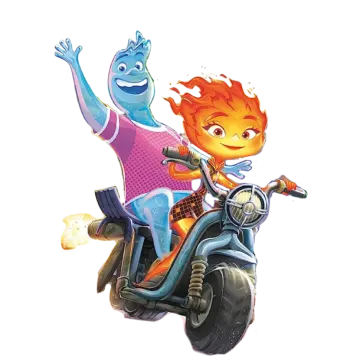 a cartoon character riding on top of a motorcycle