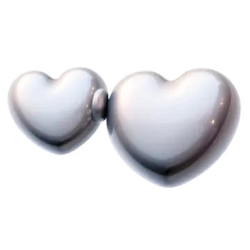 two silver hearts on a white background