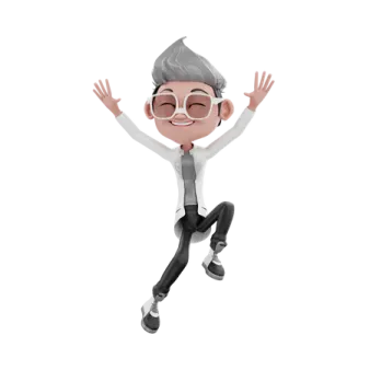 a cartoon character jumping in the air
