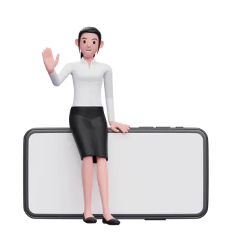 a woman in a business suit holding a white board