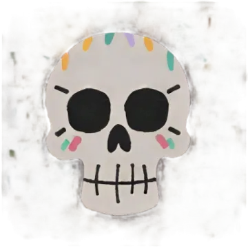 a painting of a skull on a white background