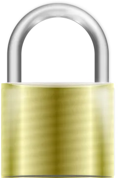 a golden padlock on a white background