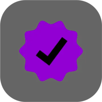 a purple icon with a check mark on it