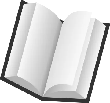 an open book on a white background