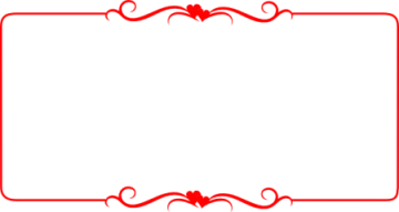 a black and white frame with red scrolls