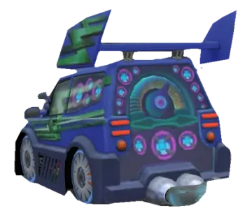 an image of a car with speakers on it