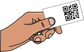 a hand holding a qr code