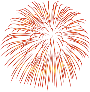 a red and yellow fireworks on a white background