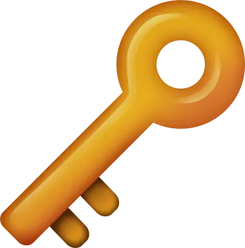 a golden key on a white background