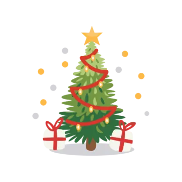 a christmas tree with presents around it
