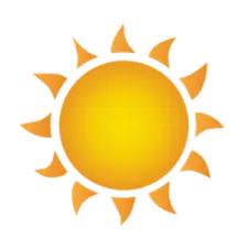 a yellow sun on a white background