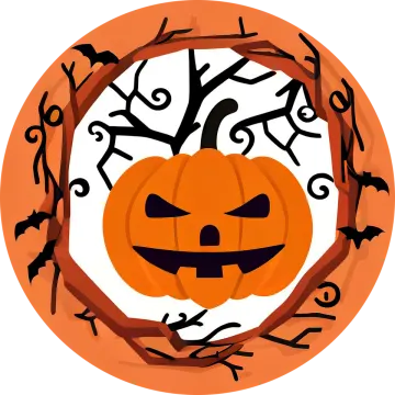a halloween pumpkin in a wreath