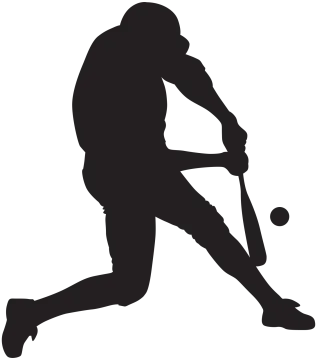 a silhouette of a baseball player hitting the ball