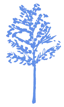 a blue silhouette of a tree
