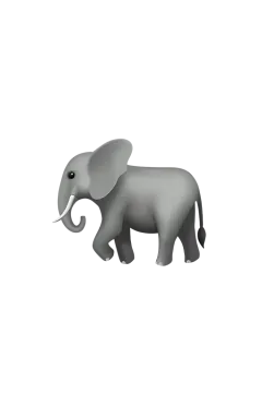 an elephant is standing on a white surface