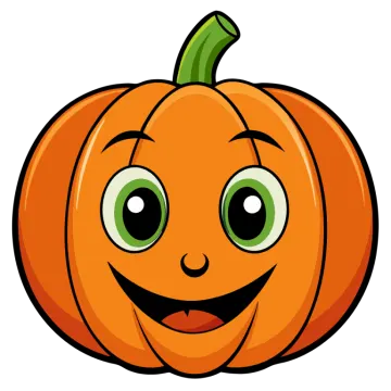 a cartoon pumpkin with a smiling face