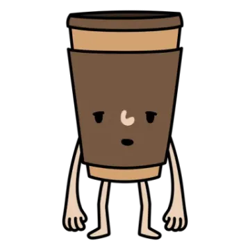 a coffee cup with a sad face