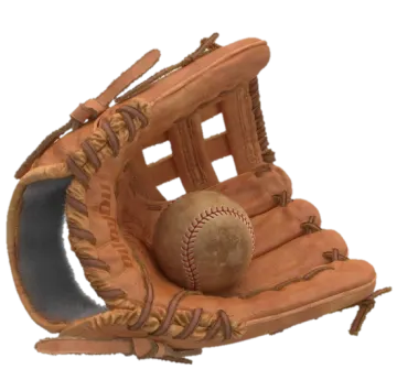 a baseball glove with a ball inside of it