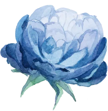 a watercolor painting of a blue flower