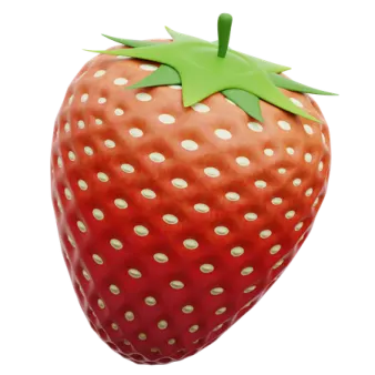 a strawberry with white dots on it