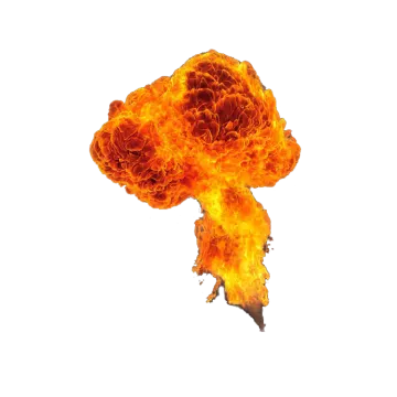 an explosion of fire on a white background