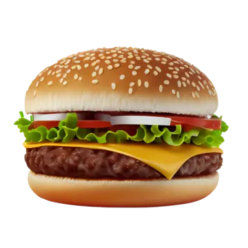 a hamburger on a white background