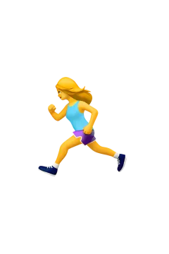 a woman running on a white background