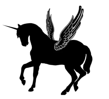 a silhouette of a unicorn with wings