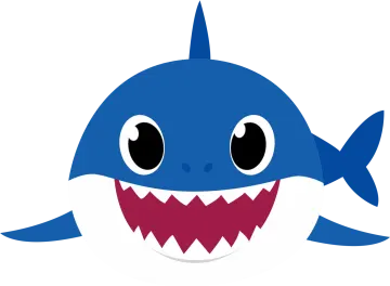 a cartoon shark with its mouth open