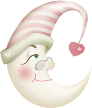 an illustration of a crescent with a heart on it