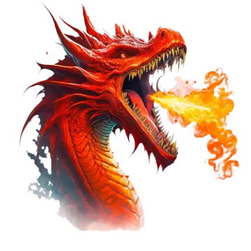 a red dragon with flames coming out of its mouth