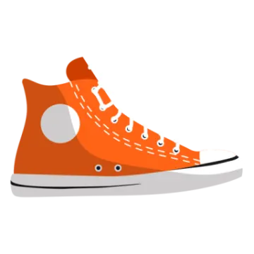 a pair of orange sneakers