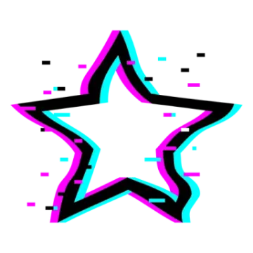 a pink and blue star on a white background