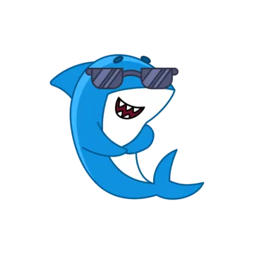 a cartoon shark with sunglasses on