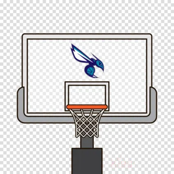 a basketball hoop with a blue bird flying over it