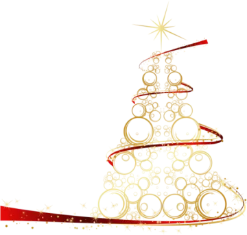 a christmas tree with gold and red swirls